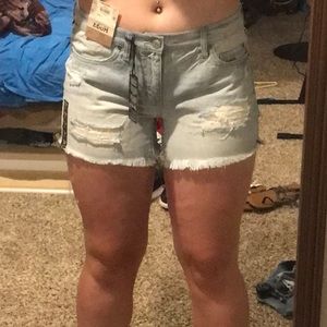 more modest jean shorts. light wash